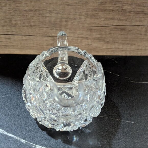 vintage Cut Glass Lead Crystal Creamer Pitcher Intricate Star Pattern Estate - Picture 6 of 9